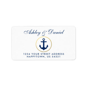 Nautical Blue Anchor Wedding Address Label