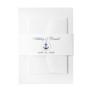 Nautical Blue Anchor Wedding Invitation Belly Band