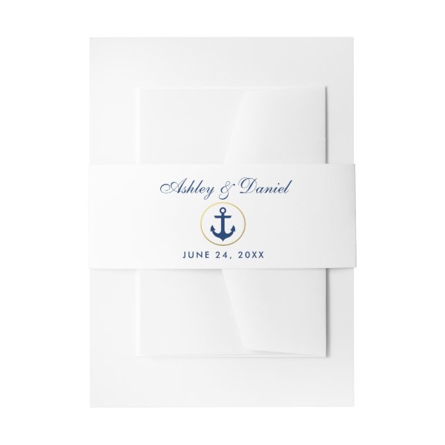 Nautical Blue Anchor Wedding Invitation Belly Band (Front Example)