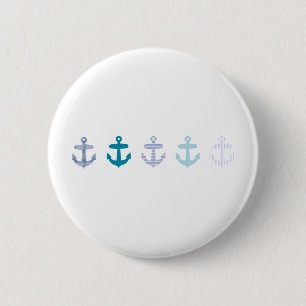 Nautical Blue Anchors Design 6 Cm Round Badge