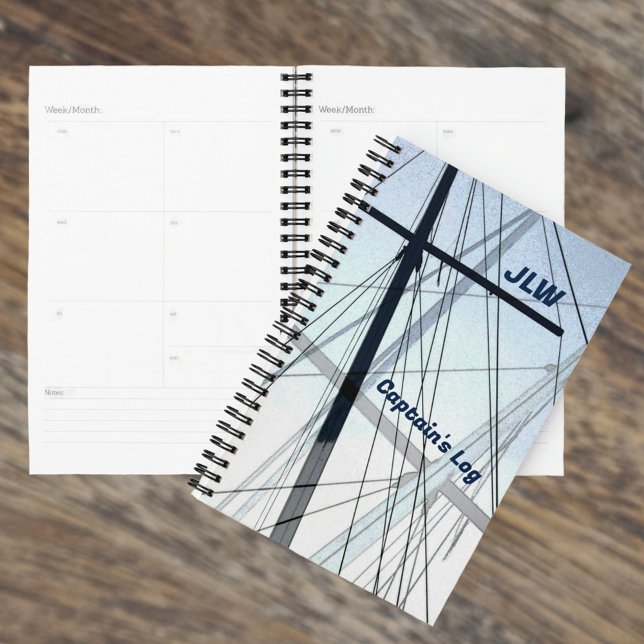 Nautical Blue and Black Sailboat Masts Abstract Planner (Creator Uploaded)