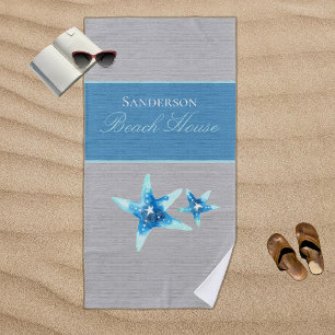 Nautical Blue and Grey Beach Towel