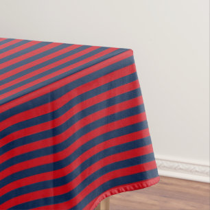 Nautical Blue and Red Stripe Tablecloth