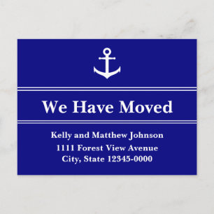 Nautical Blue and White Anchor Moving Announcement