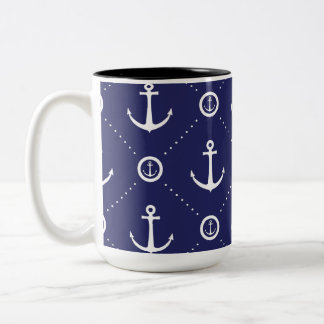 Nautical Blue and White Anchor Pattern Mug