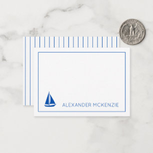 Nautical Blue and White Sailboat Personalised Card