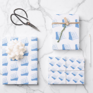 Nautical Blue and White Ship Sailing Boat  Wrapping Paper Sheet