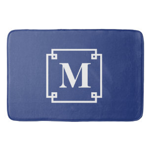 Nautical Blue and White Smart Monogram Bath Mat