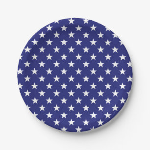 Nautical Blue and White Stars Paper Plate