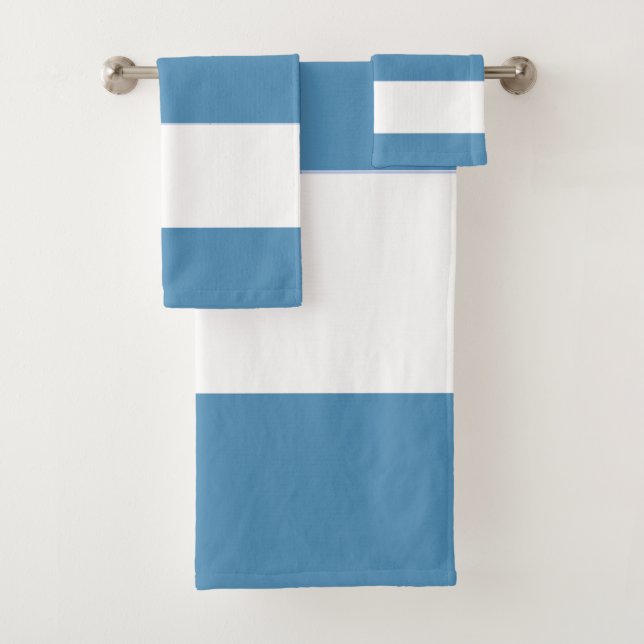 Nautical Blue and White Stipes on a Bath Towel Set (Insitu)
