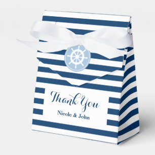 Nautical blue and white striped wedding favour box
