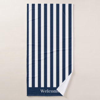Nautical Blue and White Welcome Bath Towel