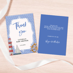 Nautical Blue Baby Shower Thank You Card