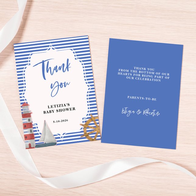 Nautical Blue Baby Shower Thank You Card (Creator Uploaded)