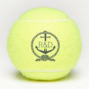 Nautical Blue Boat Anchor & Rope Knot Tennis Balls
