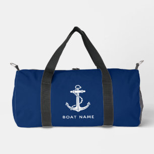Nautical Blue Boat Name Custom Cruise Duffle Bag