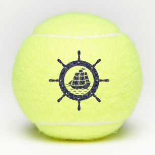 Nautical Blue Boat Wheel Tennis Balls