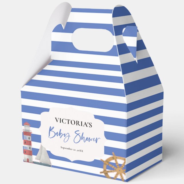 Nautical Blue Boy Baby Shower Favour Box (Front)