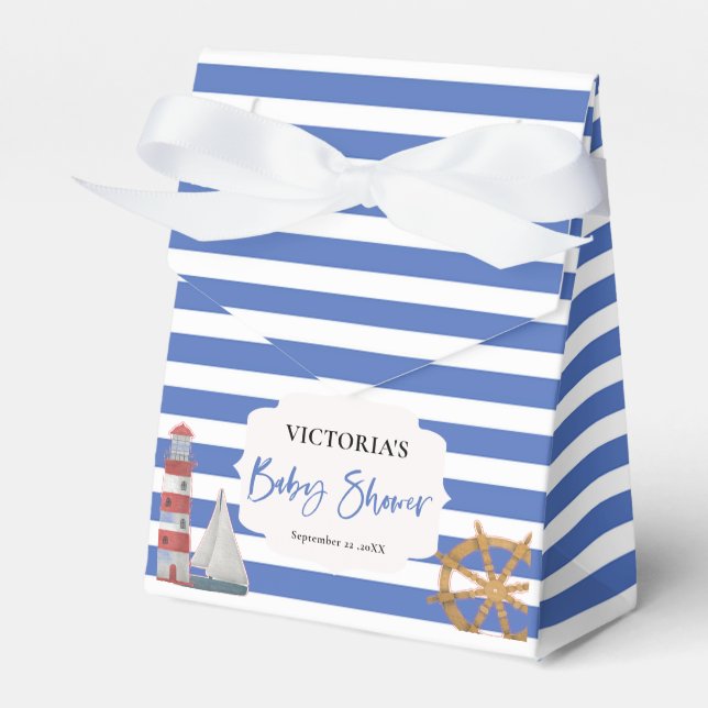 Nautical Blue Boy Baby Shower Favour Box (Front Side)