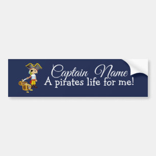 Nautical Blue Boy Party Pirates Skateboard Bumper Sticker