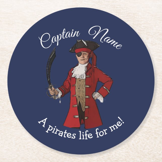 Nautical Blue Boy Pirate  Coaster (Front)