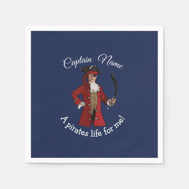 Nautical Blue Boy Pirate Napkin (Front)