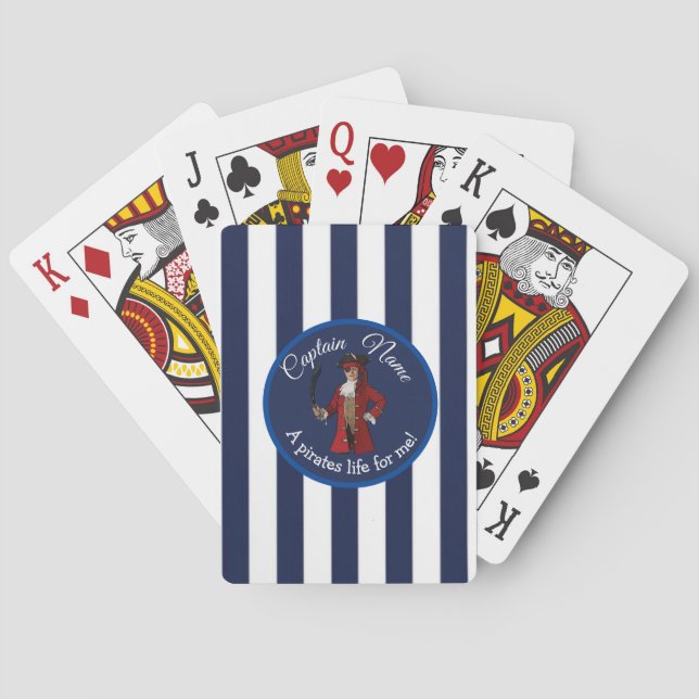 Nautical Blue Boy Pirate Playing Cards (Back)