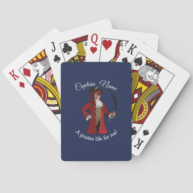 Nautical Blue Boy Pirate   Playing Cards (Back)