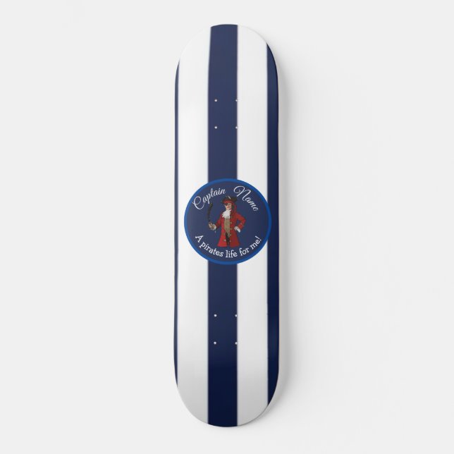 Nautical Blue Boy Pirate  Skateboard (Front)