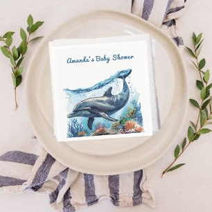 Nautical Blue Boy Under the Sea Baby Shower Napkin