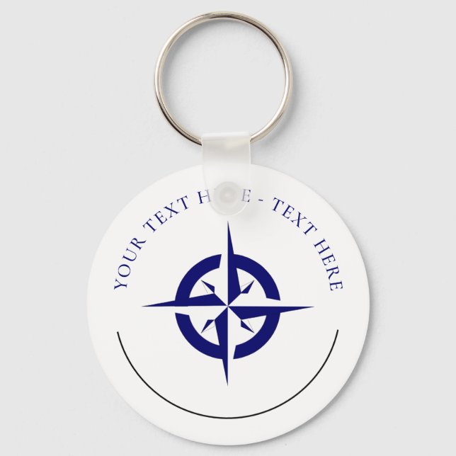 Nautical Blue Compass Keychain (Front)