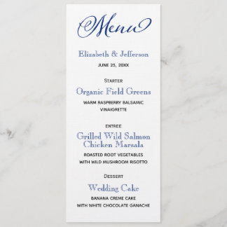 Nautical Blue Compass Wedding Menu Card