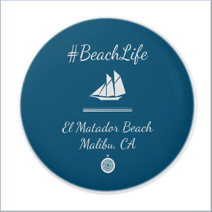 Nautical Blue Customisable Beach Life Ceramic Knob