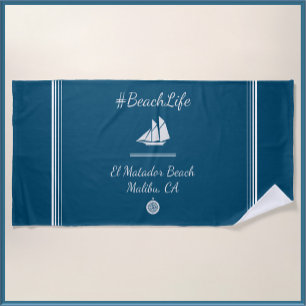 Nautical Blue Customisable Beach Life  Towel