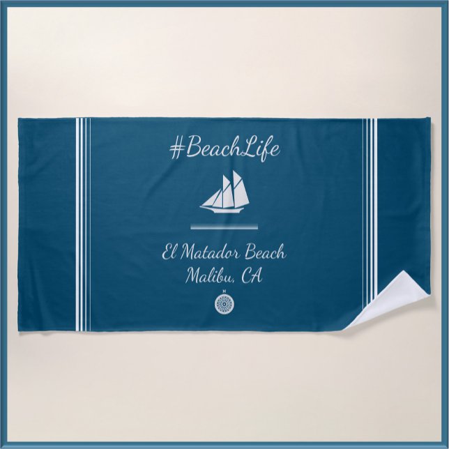 Nautical Blue Customisable Beach Life  Towel (Creator Uploaded)