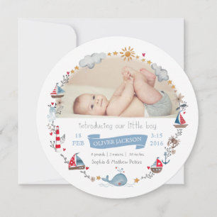 Nautical Blue cute Sailing Wreath Announcement