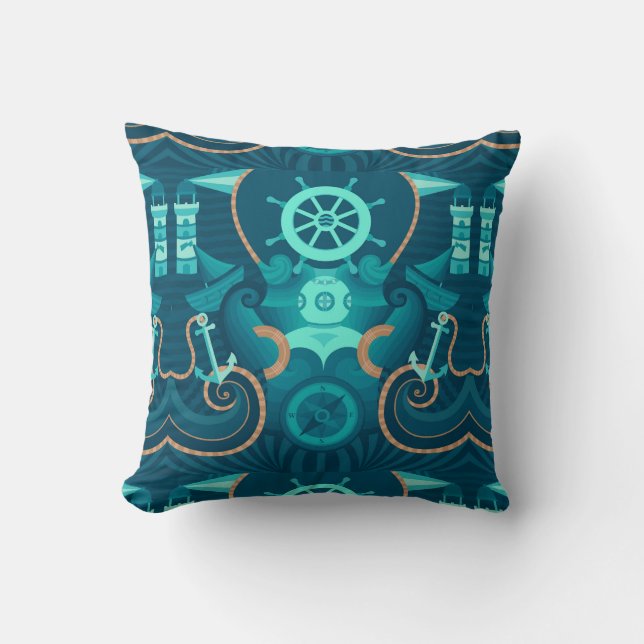 Nautical Blue Design Cushion (Front)