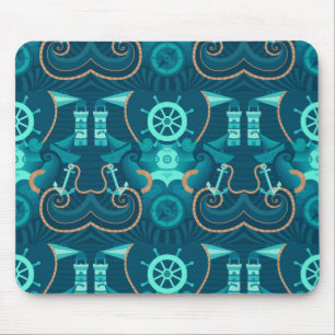 Nautical Blue Design Mouse Mat