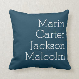 Nautical Blue Four Kids Names Personalised Family Cushion