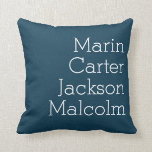 Nautical Blue Four Kids Names Personalised Family Cushion