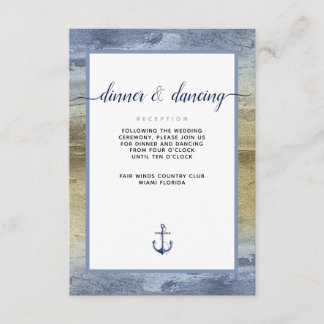 #Nautical Blue & Gold Watercolor #Wedding Details Enclosure Card