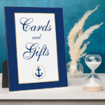 Nautical Blue Gold Wedding Cards Gifts Plaque<br><div class="desc">Nautical Blue Gold Wedding Cards Gifts Table Plaque</div>