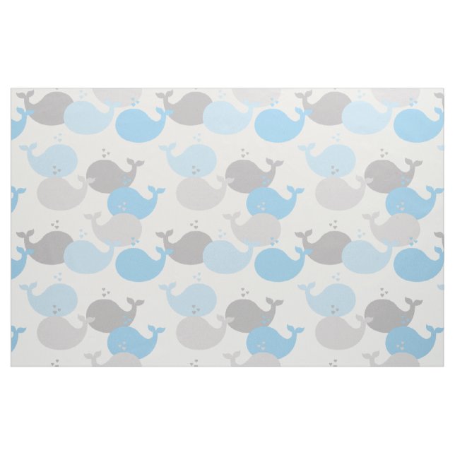 Nautical Blue Grey Whale Ocean Animals Sea Life  Fabric (Fat Quarter)