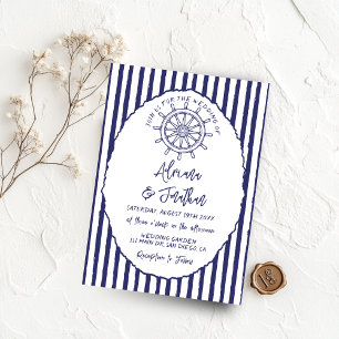 Nautical Blue Hand Painted Wedding Invitation