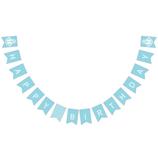 Nautical Blue Happy Birthday Anchor Bunting Bunting (All)