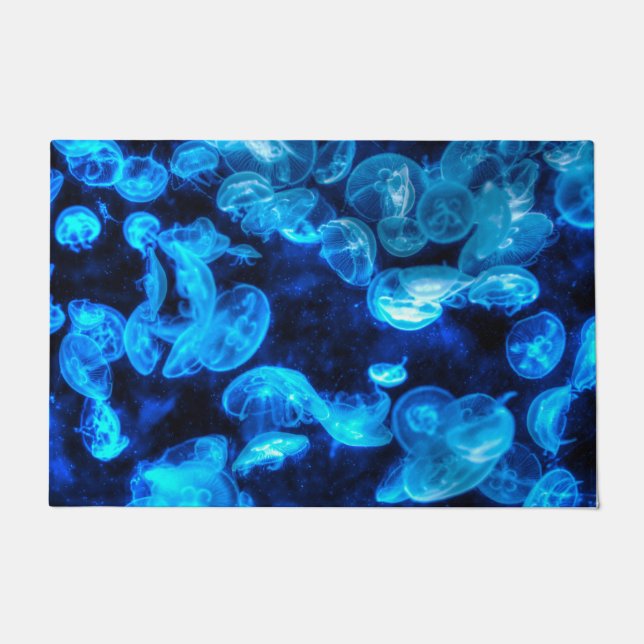 Nautical Blue Jellyfish Marine Life Doormat (Front)