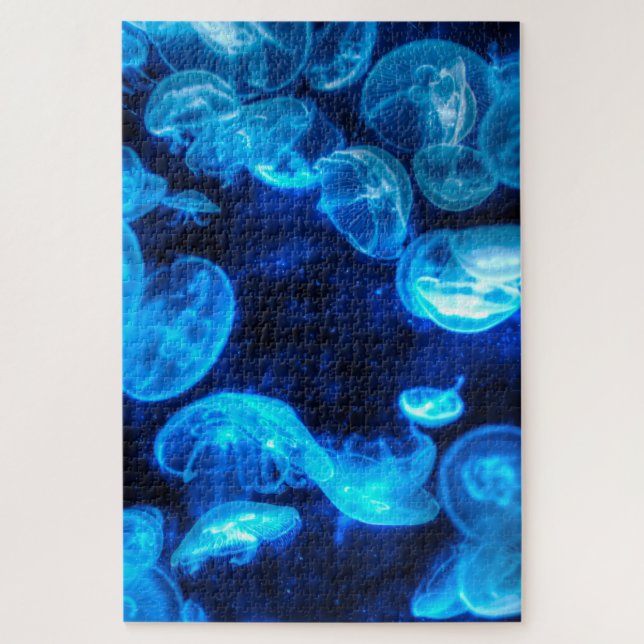 Nautical Blue Jellyfish Marine Life Jigsaw Puzzle (Vertical)