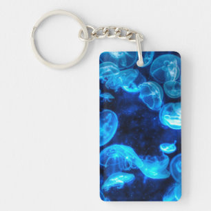 Nautical Blue Jellyfish Marine Life Key Ring