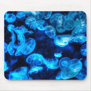 Nautical Blue Jellyfish Marine Life Mouse Mat