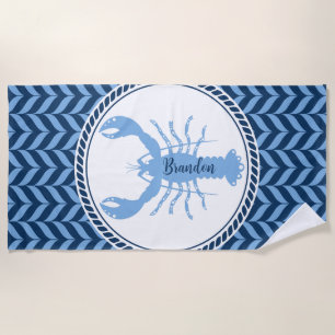 Nautical Blue Lobster coastal Bath Towel Set (Edi